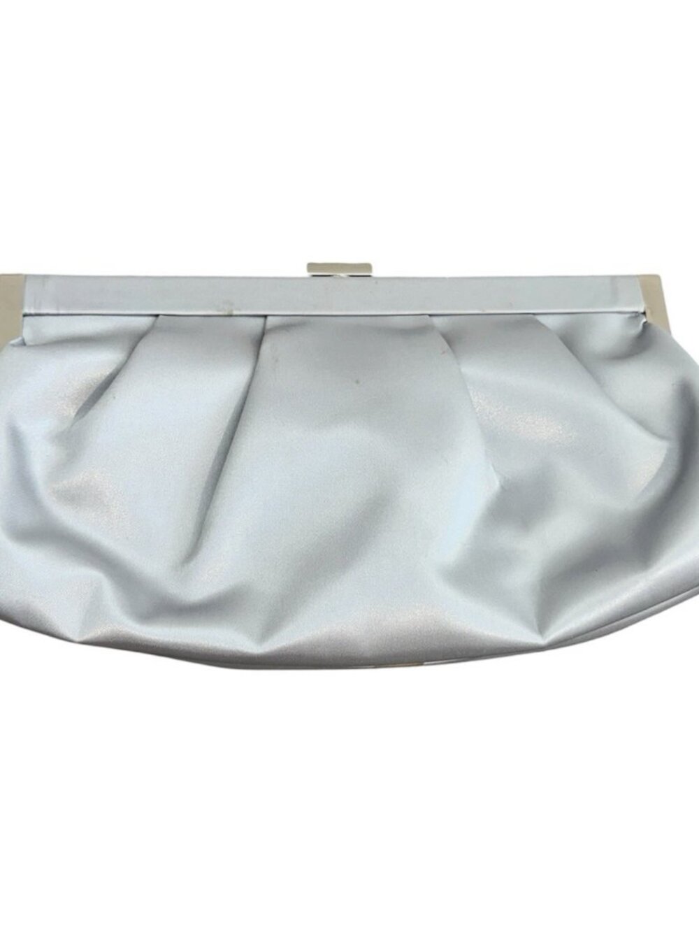 VTG Worthington Silver Satin Clutch Purse Silver Chain Shoulder Bag 12”x6”